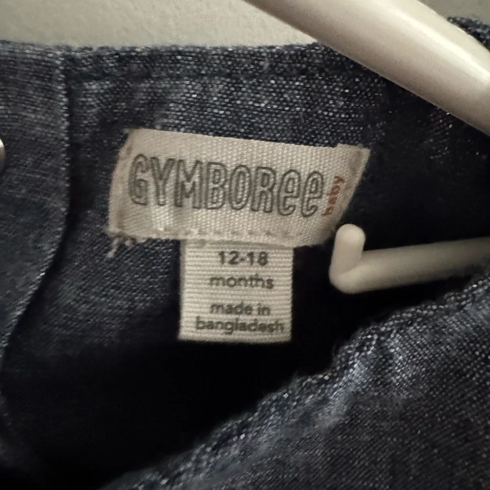 Gymboree Baby Girl Chambray Sparkle Denim Dress Button Back 12–18 Months